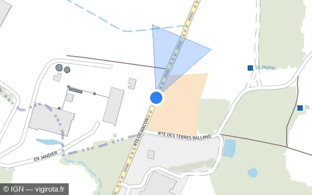 Vue plan de l'emplacement du radar tourelle à Boz sur Route de Mâcon / D 933
