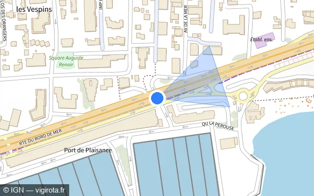 Vue plan de l'emplacement du radar tourelle à Cagnes-sur-Mer sur Route du Bord-de-Mer / M 6098