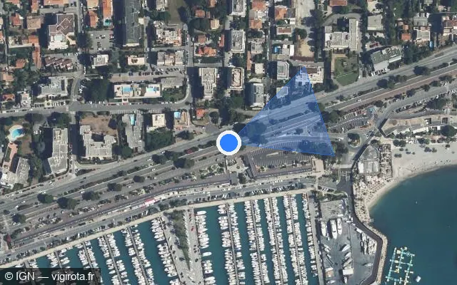 Vue satellite de l'emplacement du radar tourelle à Cagnes-sur-Mer sur Route du Bord-de-Mer / M 6098