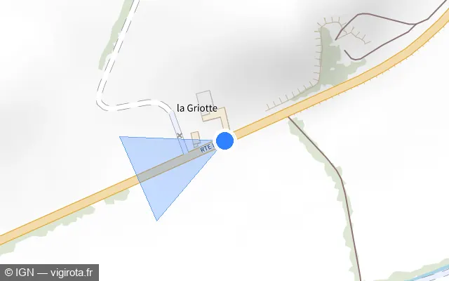 Vue plan de l'emplacement du radar tourelle à Mionnay sur Route de Lyon / D 1083