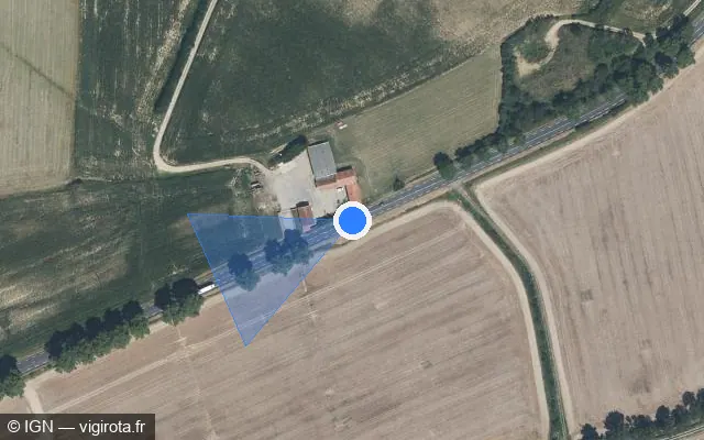 Vue satellite de l'emplacement du radar tourelle à Mionnay sur Route de Lyon / D 1083