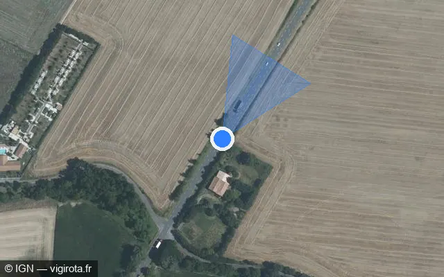 Vue satellite de l'emplacement du radar tourelle à Saint-Georges-du-Bois sur D 911