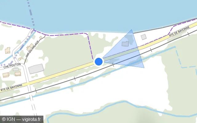 Vue plan de l'emplacement du radar tourelle à Urcuit sur Route de Bayonne / D 261