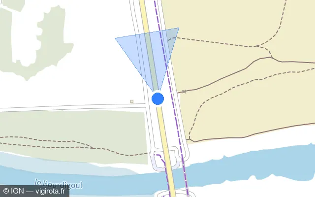 Vue plan de l'emplacement du radar tourelle à Torreilles sur Route du Littoral / D 81