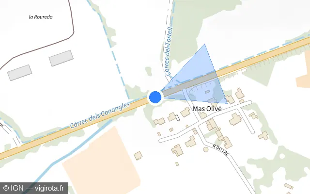 Vue plan de l'emplacement du radar tourelle à Saint-Jean-Pla-de-Corts sur D 115