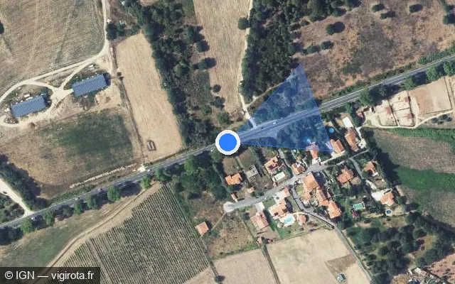 Vue satellite de l'emplacement du radar tourelle à Saint-Jean-Pla-de-Corts sur D 115