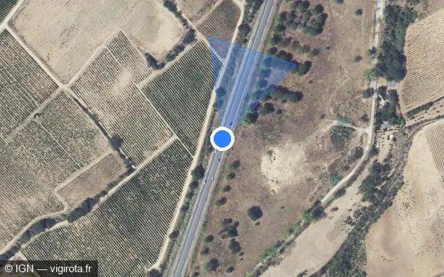 Vue satellite de l'emplacement du radar tourelle à Villemolaque sur Route du Perthus / D 900