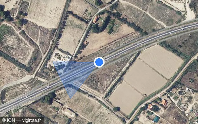 Vue satellite de l'emplacement du radar tourelle à Saint-Laurent-de-la-Salanque sur D 83