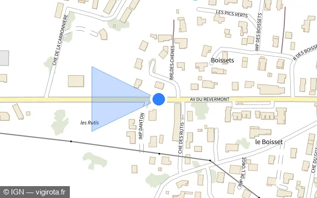 Vue plan de l'emplacement du radar tourelle à Jasseron sur Avenue du Revermont / D 936