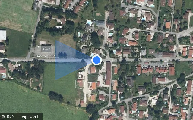 Vue satellite de l'emplacement du radar tourelle à Jasseron sur Avenue du Revermont / D 936
