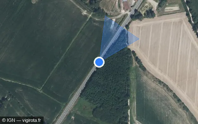 Vue satellite de l'emplacement du radar tourelle à Marlieux sur Route de Bourg-en-Bresse / D 1083