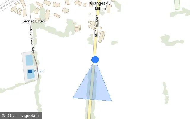 Vue plan de l'emplacement du radar tourelle à Châtillon-sur-Chalaronne sur Route de Sulignat / D 2
