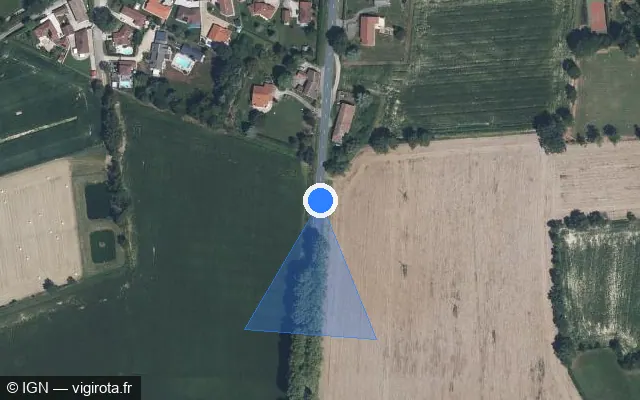Vue satellite de l'emplacement du radar tourelle à Châtillon-sur-Chalaronne sur Route de Sulignat / D 2