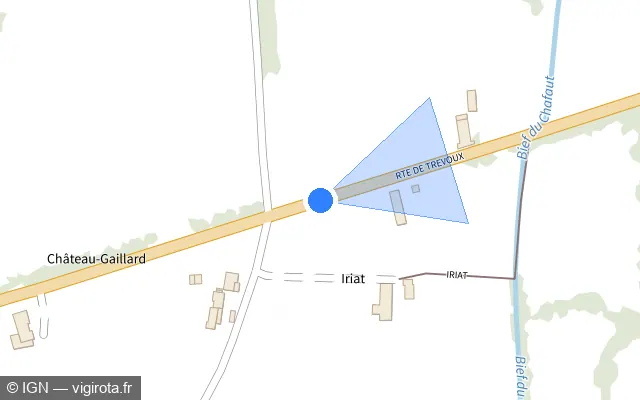 Vue plan de l'emplacement du radar tourelle à Montracol sur Route de Trévoux / D 936