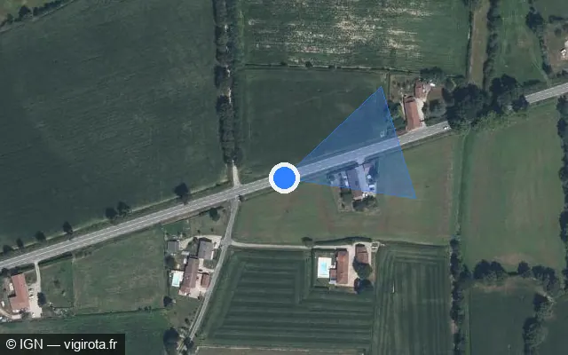 Vue satellite de l'emplacement du radar tourelle à Montracol sur Route de Trévoux / D 936