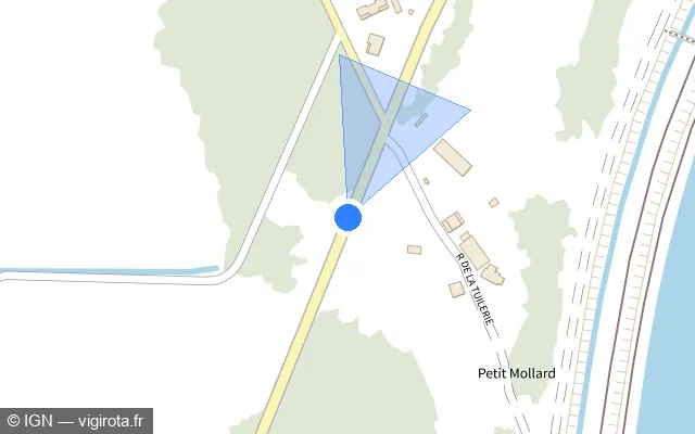 Vue plan de l'emplacement du radar tourelle à Lavours sur D 992