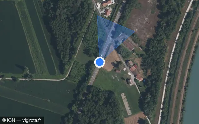 Vue satellite de l'emplacement du radar tourelle à Lavours sur D 992