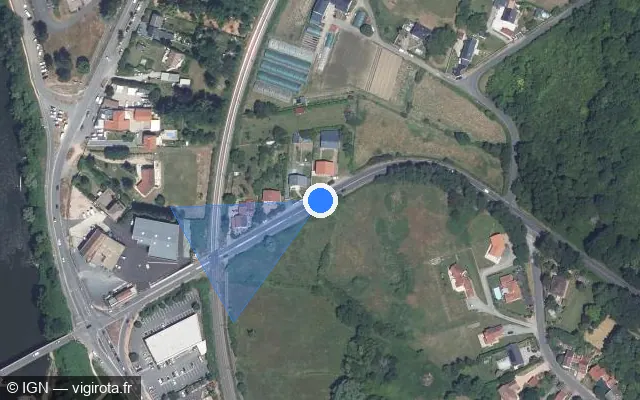 Vue satellite de l'emplacement du radar tourelle à Charmeil sur Rue de Boutiron / D 27