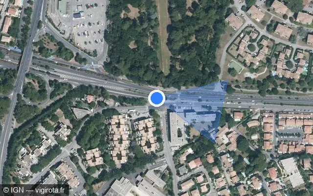 Vue satellite de l'emplacement du radar tourelle à Montpellier sur Avenue de la Liberté