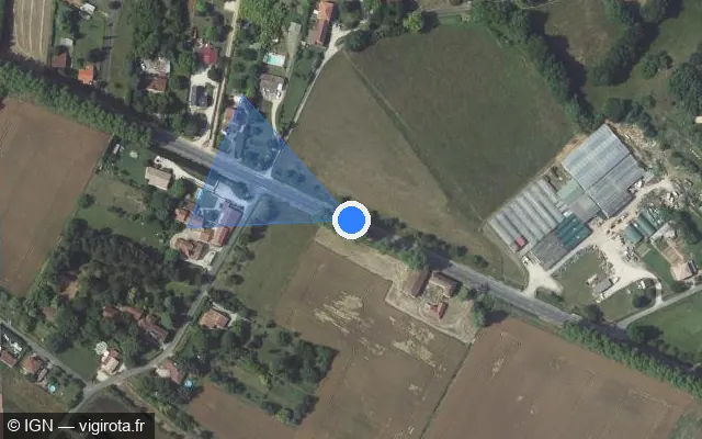 Vue satellite de l'emplacement du radar tourelle à Soturac sur Route de la Rivière / D 911