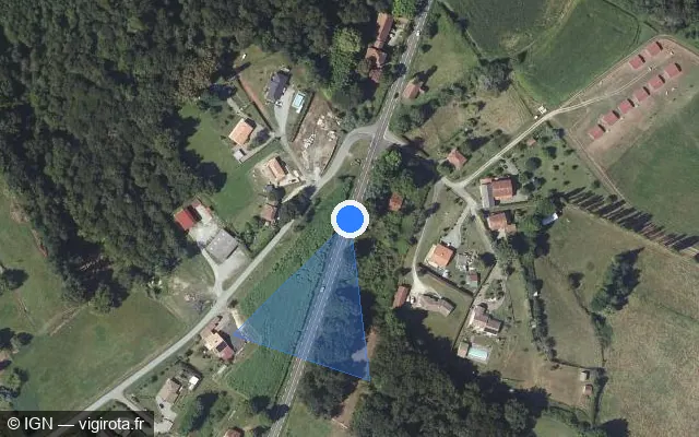 Vue satellite de l'emplacement du radar tourelle à Castaignos-Souslens sur Route des Pyrénées / D 933s