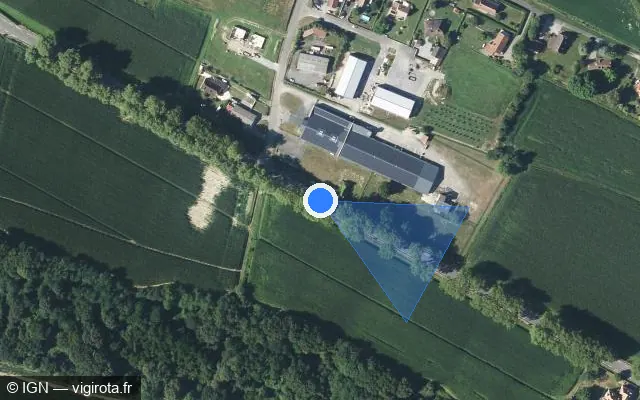 Vue satellite de l'emplacement du radar tourelle à Sarpourenx sur D 817