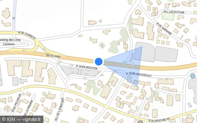 Vue plan de l'emplacement du radar tourelle à Anglet sur Boulevard du BAB