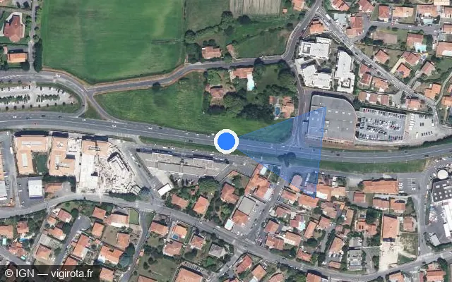 Vue satellite de l'emplacement du radar tourelle à Anglet sur Boulevard du BAB
