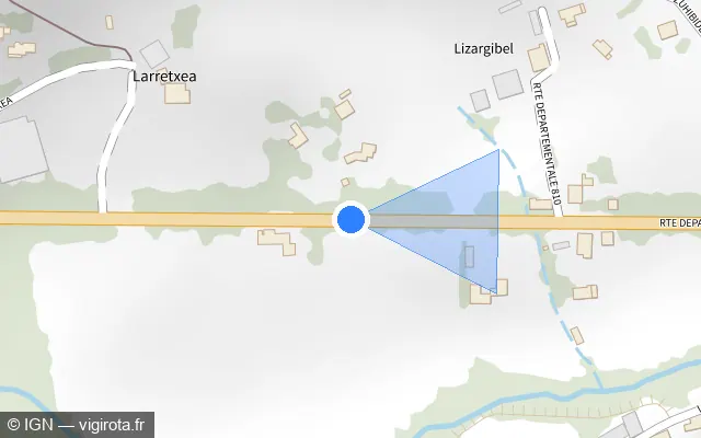 Vue plan de l'emplacement du radar tourelle à Urrugne sur Route de Béhobie / D 810
