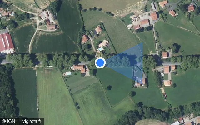 Vue satellite de l'emplacement du radar tourelle à Urrugne sur Route de Béhobie / D 810