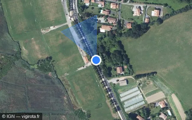 Vue satellite de l'emplacement du radar tourelle à Ciboure sur Route d'Ascain / D 918