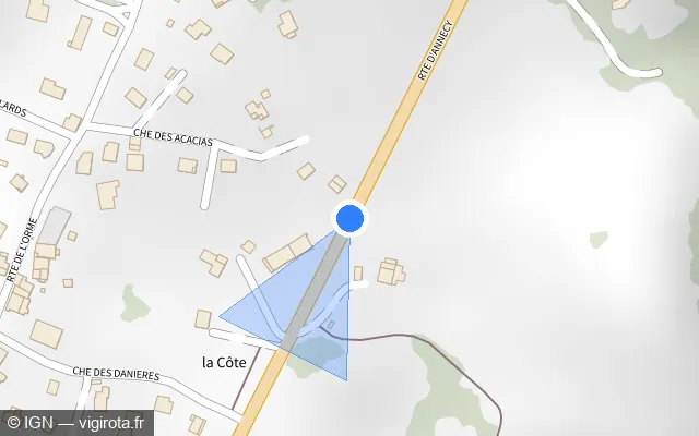 Vue plan de l'emplacement du radar tourelle à La Biolle sur Route d'Annecy / D 1201