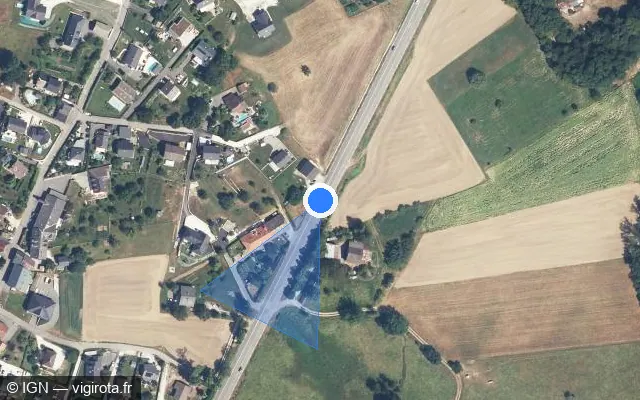 Vue satellite de l'emplacement du radar tourelle à La Biolle sur Route d'Annecy / D 1201