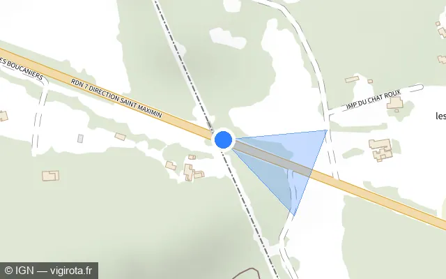 Vue plan de l'emplacement du radar tourelle à Tourves sur D N7