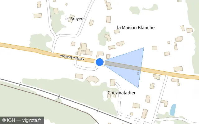 Vue plan de l'emplacement du radar tourelle à Saint-Jean-d'Heurs sur Route Elvis Presley / D 2089