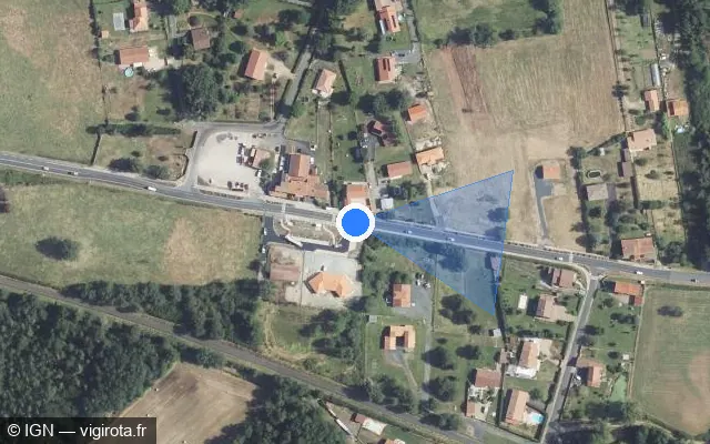 Vue satellite de l'emplacement du radar tourelle à Saint-Jean-d'Heurs sur Route Elvis Presley / D 2089