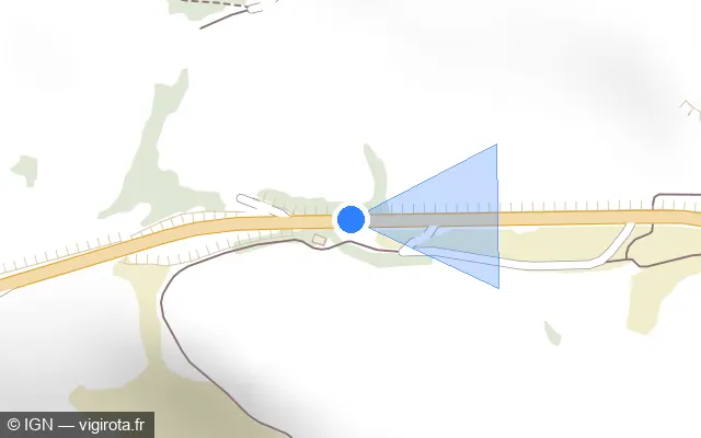 Vue plan de l'emplacement du radar tourelle à Comprégnac sur Route de Millau / D 992