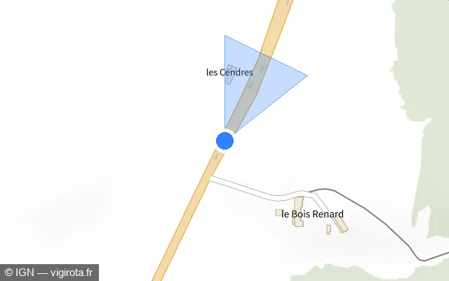 Vue plan de l'emplacement du radar tourelle à Saint-Marcel sur D 1083