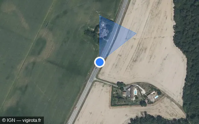 Vue satellite de l'emplacement du radar tourelle à Saint-Marcel sur D 1083