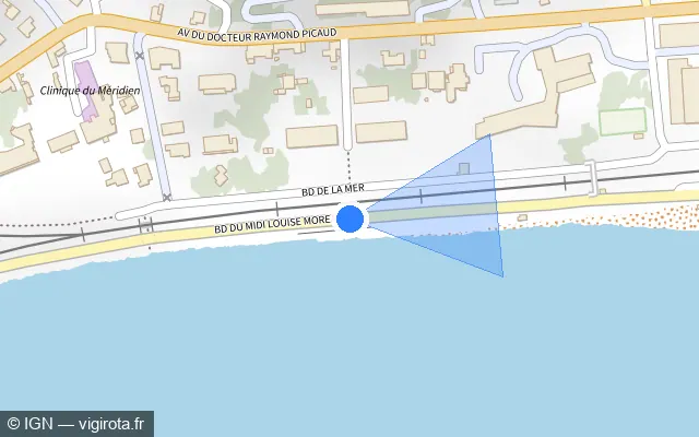 Vue plan de l'emplacement du radar tourelle à Cannes sur Boulevard du Midi Louise Moreau