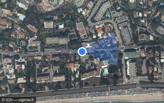 Vue satellite de l'emplacement du radar tourelle à Cannes sur Avenue du Docteur Raymond Picaud / D 6007