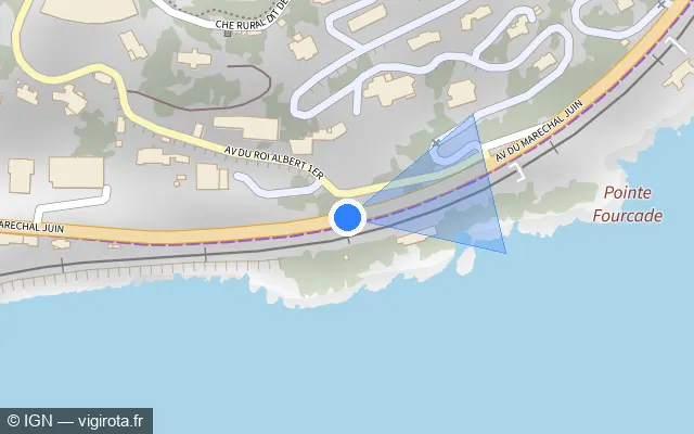 Vue plan de l'emplacement du radar tourelle à Cannes sur Avenue du Maréchal Juin / D 6007