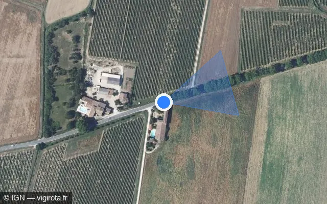 Vue satellite de l'emplacement du radar tourelle à Saint-Dézéry sur Route d'Uzès / D 982