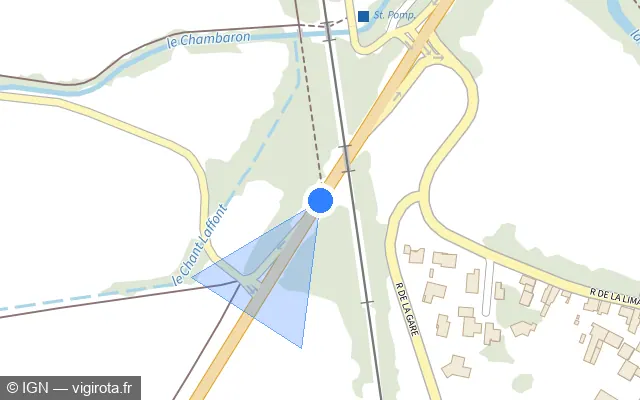Vue plan de l'emplacement du radar tourelle à Chambaron sur Morge sur D 2009