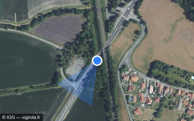 Vue satellite de l'emplacement du radar tourelle à Chambaron sur Morge sur D 2009