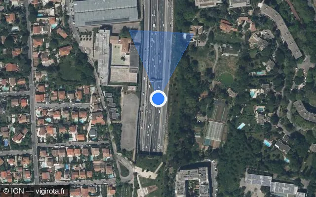 Vue satellite de l'emplacement du radar tourelle à Marseille sur A 507 / L2 Est