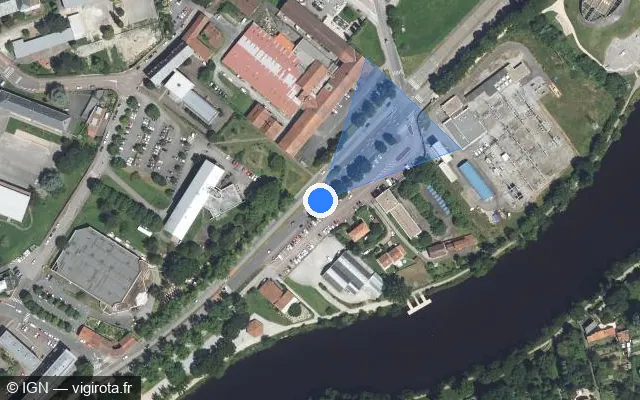 Vue satellite de l'emplacement du radar tourelle à Panazol sur Port du Naveix / N 520