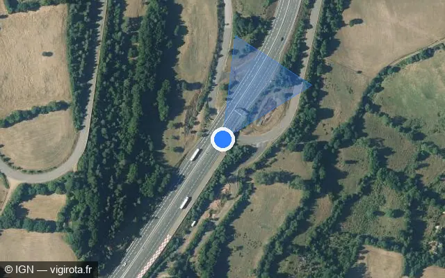 Vue satellite de l'emplacement du radar tourelle à Saint-Saturnin sur A 75 / E 11 / La Méridienne