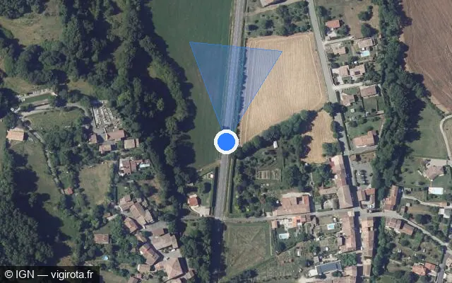 Vue satellite de l'emplacement du radar tourelle à Saint-Quentin-la-Tour sur D 625