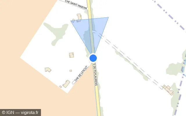 Vue plan de l'emplacement du radar tourelle à Palleville sur Route de Puylaurens / D 84